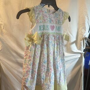 Sweet la Rose size 5 Floral Yellow Kids Dress Jesus loves Me 0009